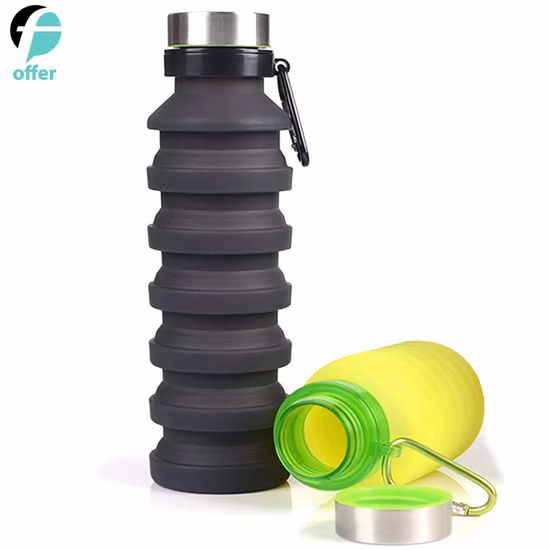 Zusammenklappbare Kaffeetasse, Silikon-Faltbecher/Sportflasche mit Deckel