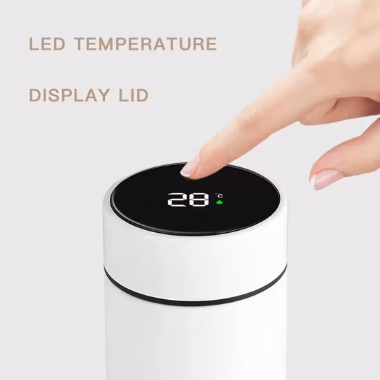 Double Wall Promotional Gift Stainless Steel Insulated Thermal Vacuum Cup Smart Flask Water Bottle with Temperature LED Display Remind Drinking Water Flask