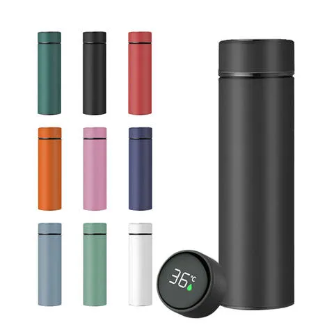 Double Wall Promotional Gift Stainless Steel Insulated Thermal Vacuum Cup Smart Flask Water Bottle with Temperature LED Display Remind Drinking Water Flask